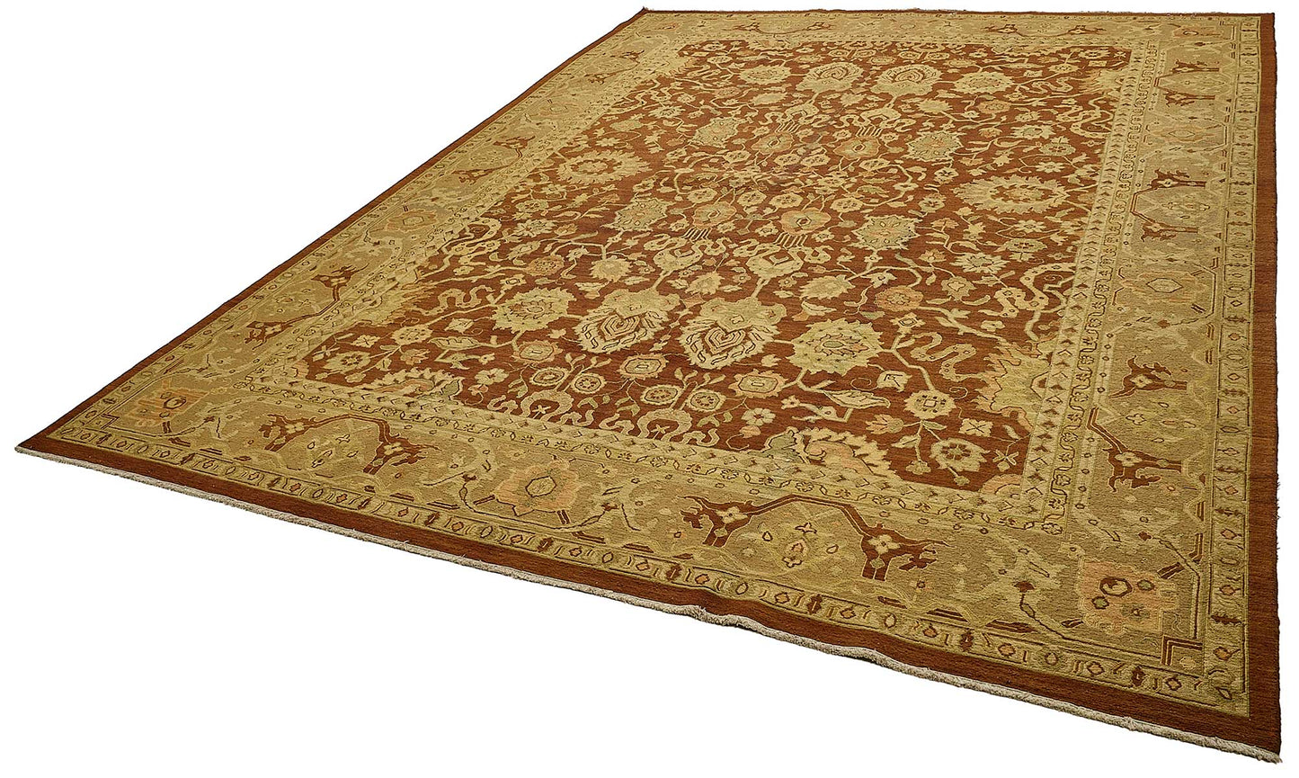 10x13 Red Traditional Floral Oushak Rug - 51645