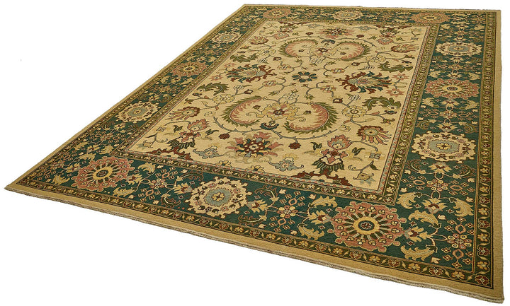 9x11 Beige Traditional Floral Medallion Oushak Rug - 51646