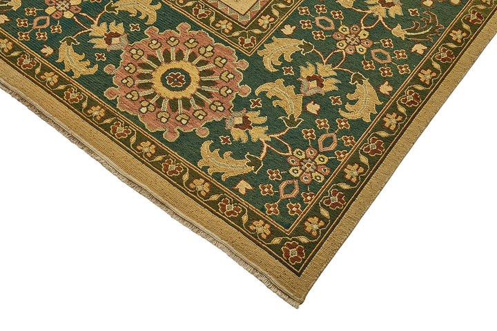 9x11 Beige Traditional Floral Medallion Oushak Rug - 51646