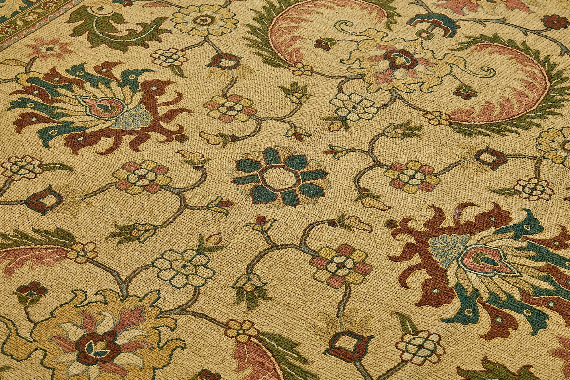 9x11 Beige Traditional Floral Medallion Oushak Rug - 51646