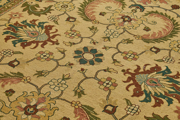 9x11 Beige Traditional Floral Medallion Oushak Rug - 51646