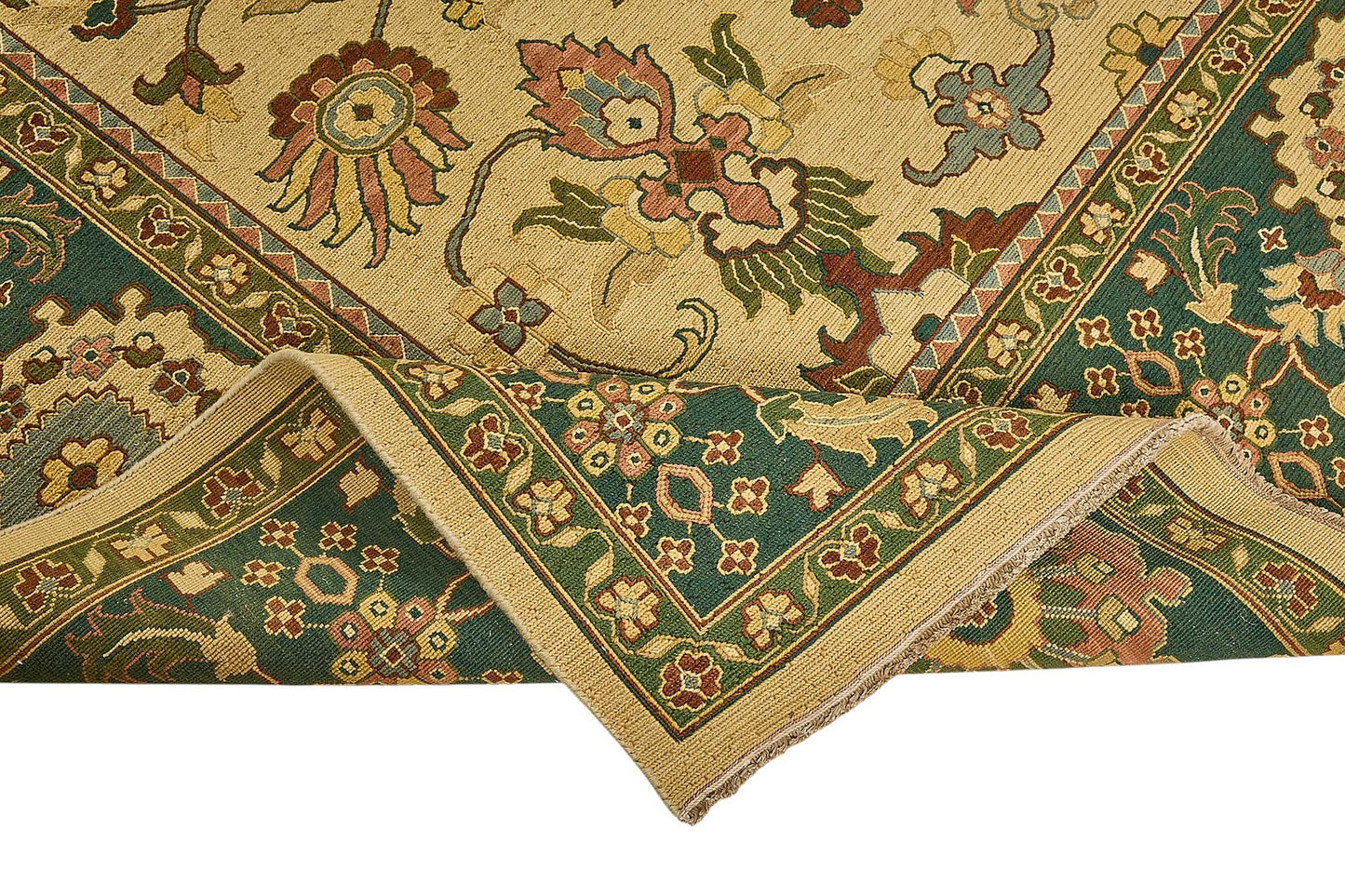 9x11 Beige Traditional Floral Medallion Oushak Rug - 51646