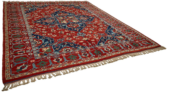 10x12 Red Traditional Floral Medallion Oushak Rug - 51650