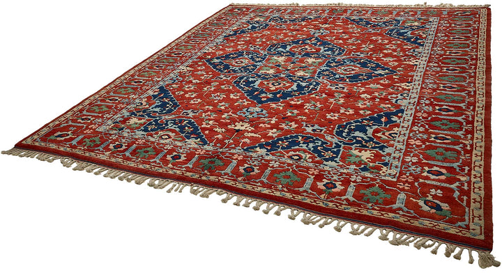 10x12 Red Traditional Floral Medallion Oushak Rug - 51650