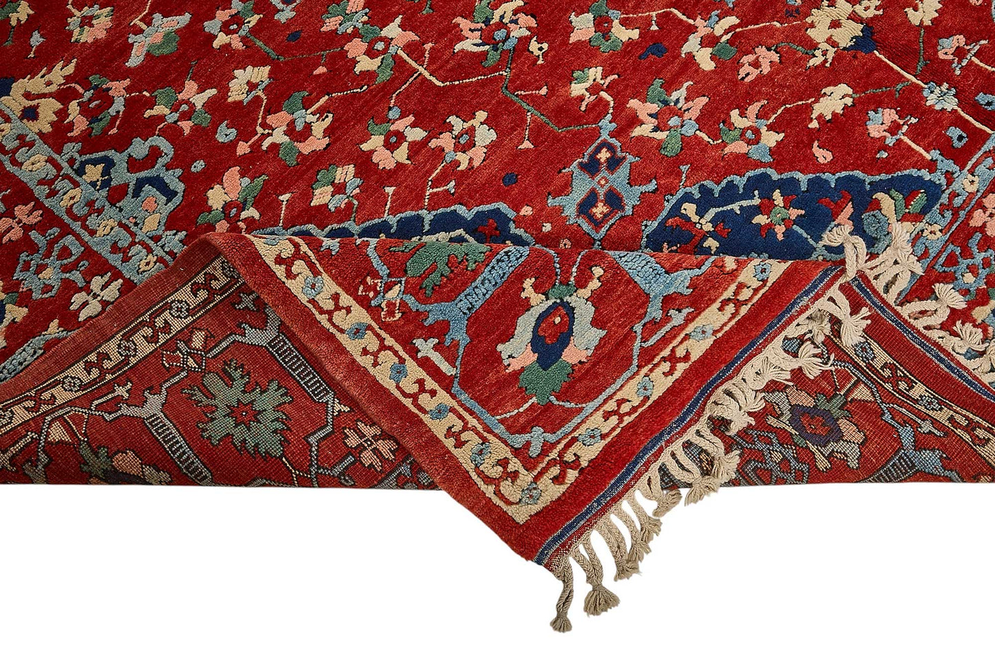 10x12 Red Traditional Floral Medallion Oushak Rug - 51650