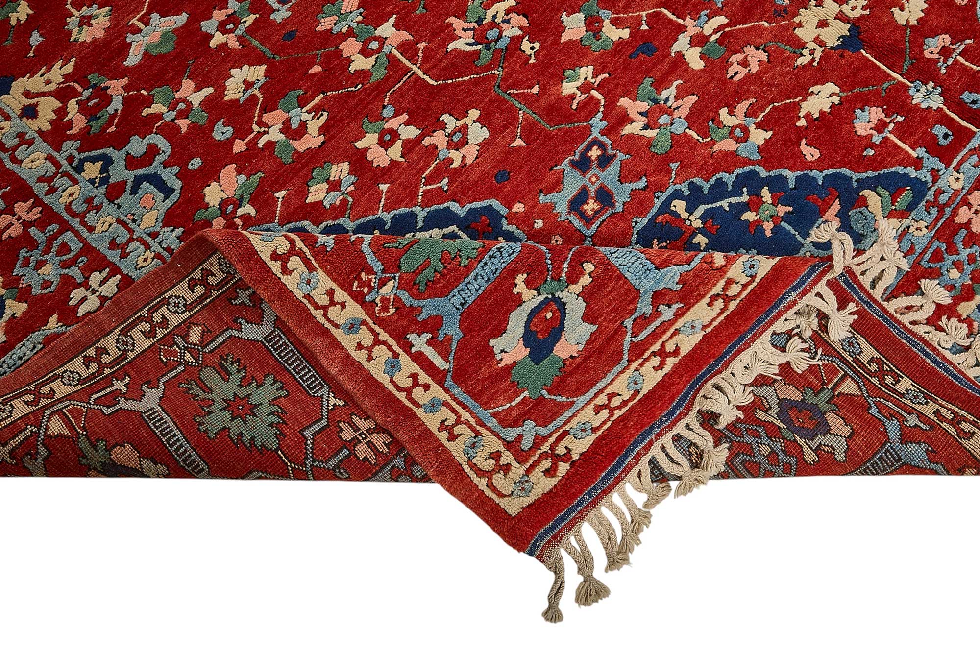 10x12 Red Traditional Floral Medallion Oushak Rug - 51650