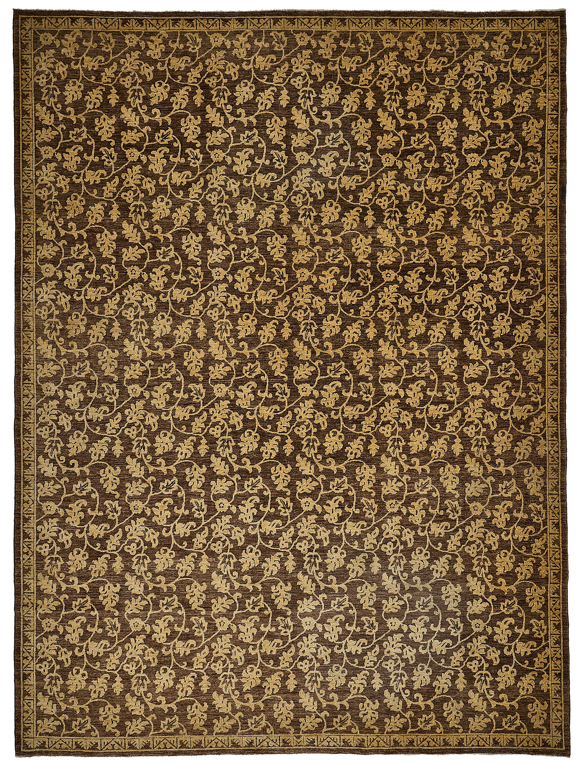 10x14 Brown Turkish Floral Oushak Rug - 51651
