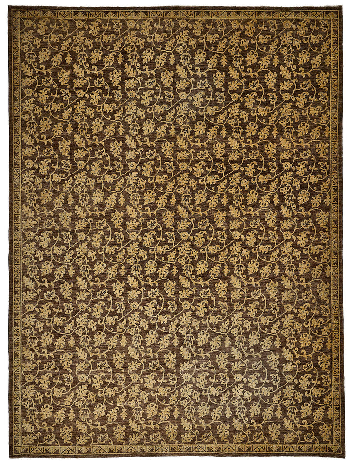 10x14 Brown Turkish Floral Oushak Rug - 51651