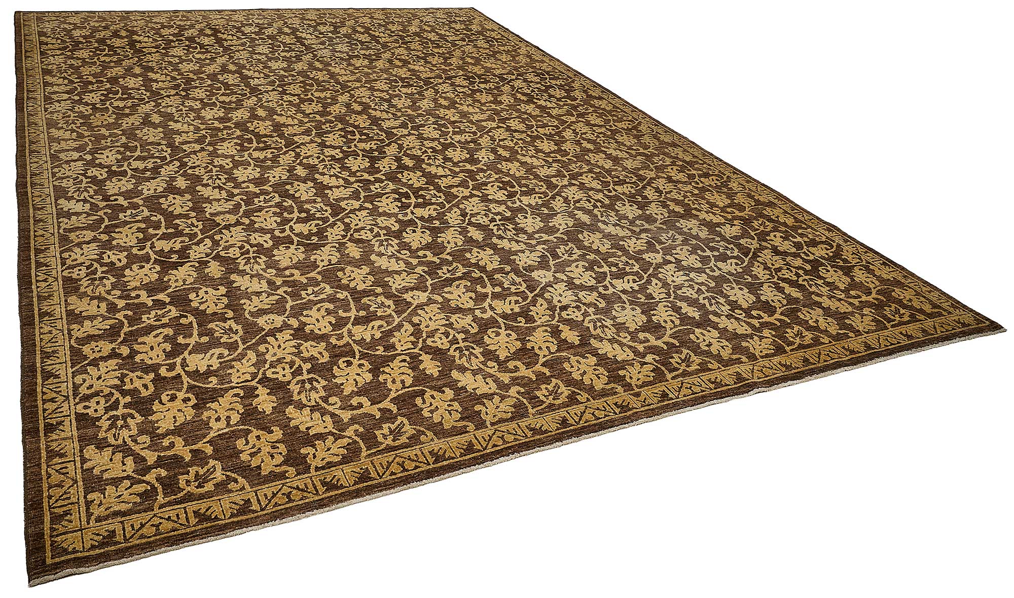 10x14 Brown Turkish Floral Oushak Rug - 51651