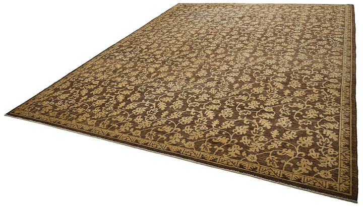 10x14 Brown Turkish Floral Oushak Rug - 51651