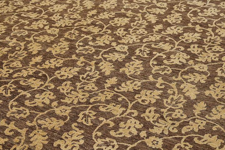 10x14 Brown Turkish Floral Oushak Rug - 51651