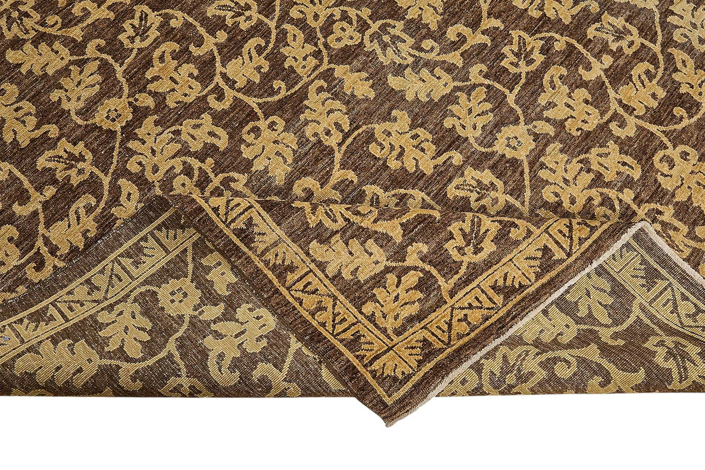 10x14 Brown Turkish Floral Oushak Rug - 51651