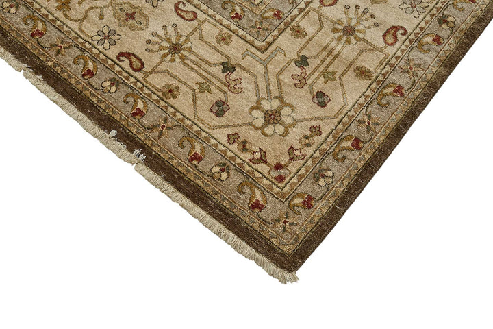 10x14 Brown Handmade Floral Medallion Oushak Rug - 51653