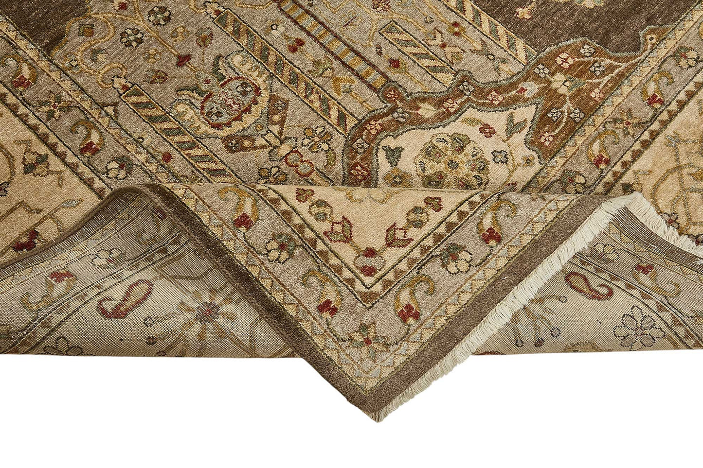 10x14 Brown Handmade Floral Medallion Oushak Rug - 51653