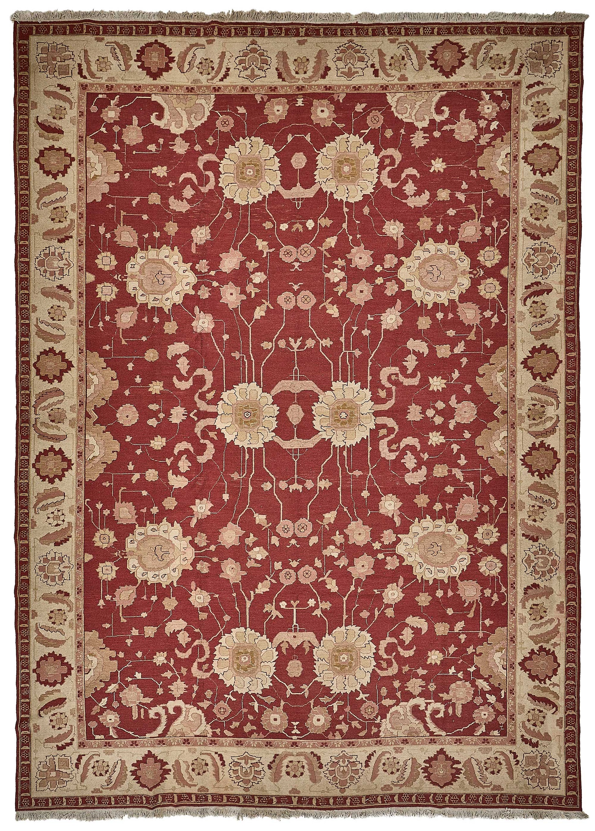 12x17 Red Handmade Floral Oushak Rug - 51654