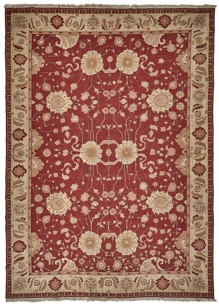 12x17 Red Handmade Floral Oushak Rug - 51654