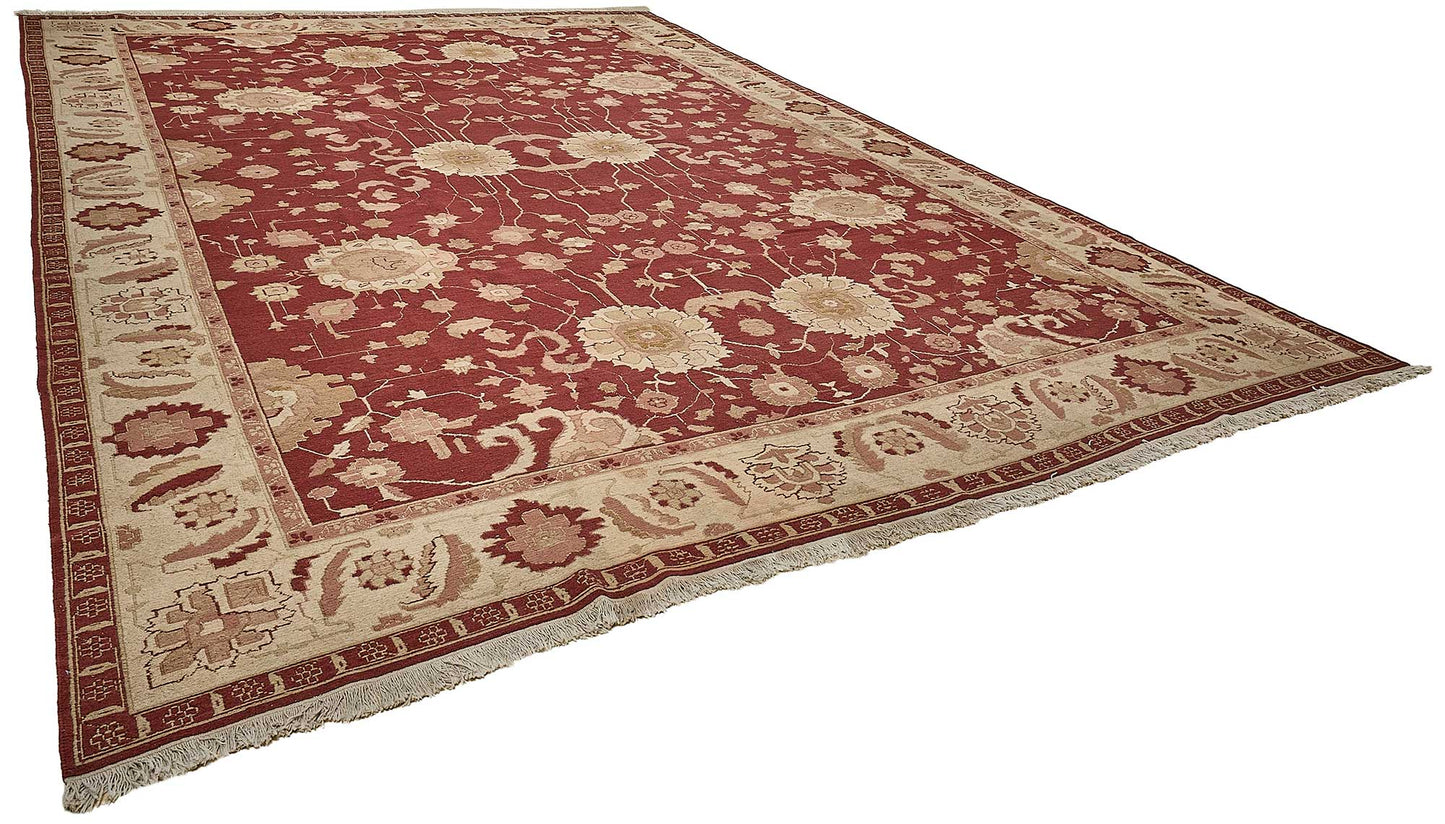 12x17 Red Handmade Floral Oushak Rug - 51654