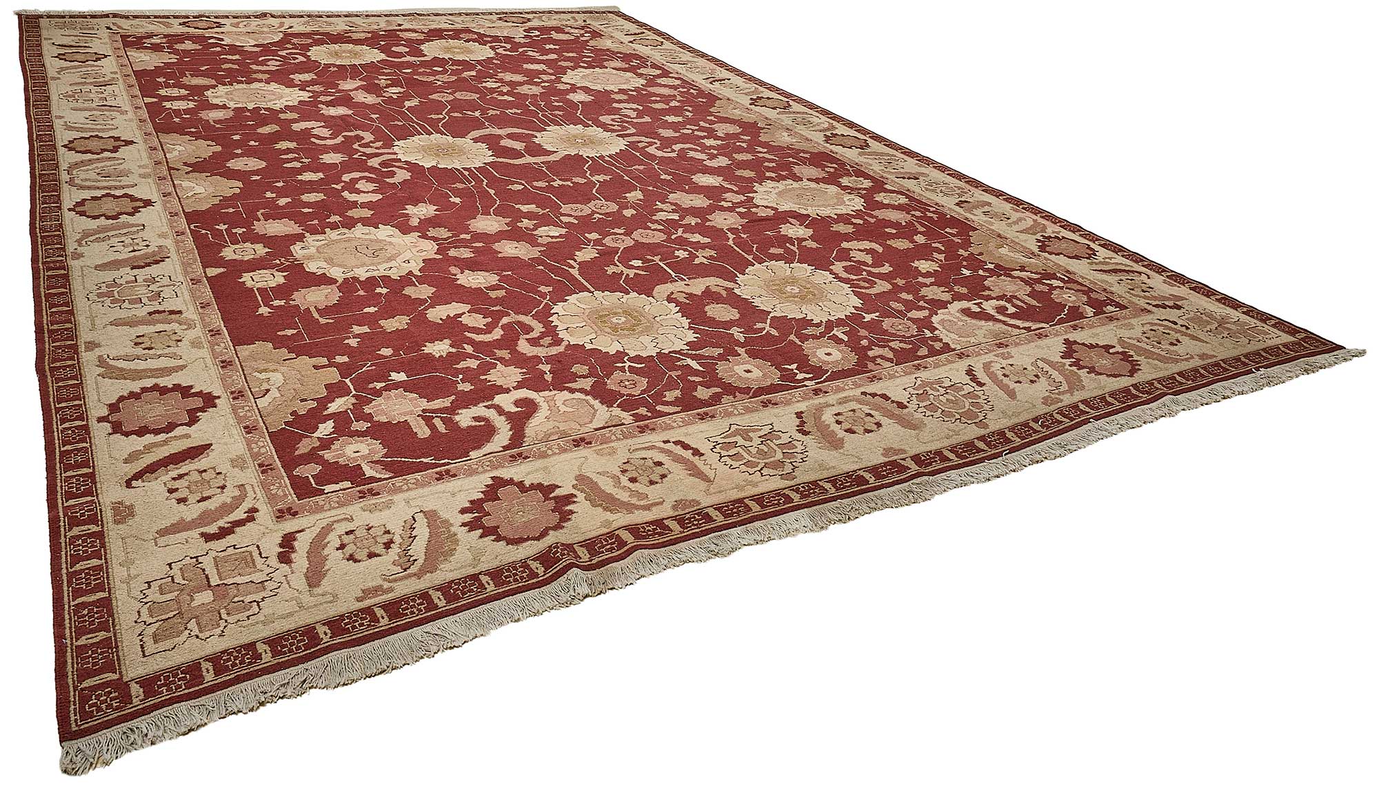 12x17 Red Handmade Floral Oushak Rug - 51654