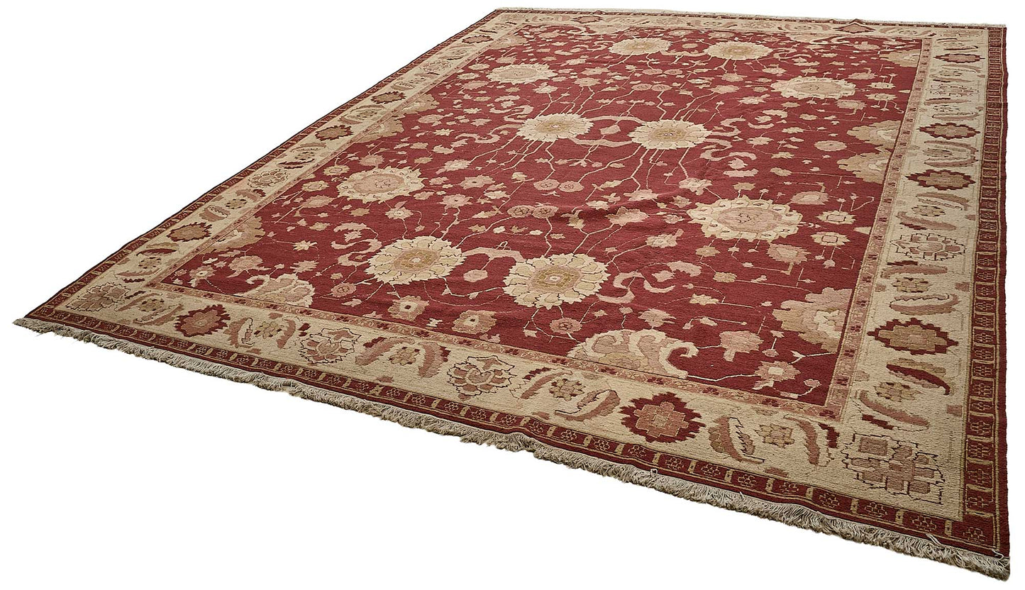 12x17 Red Handmade Floral Oushak Rug - 51654