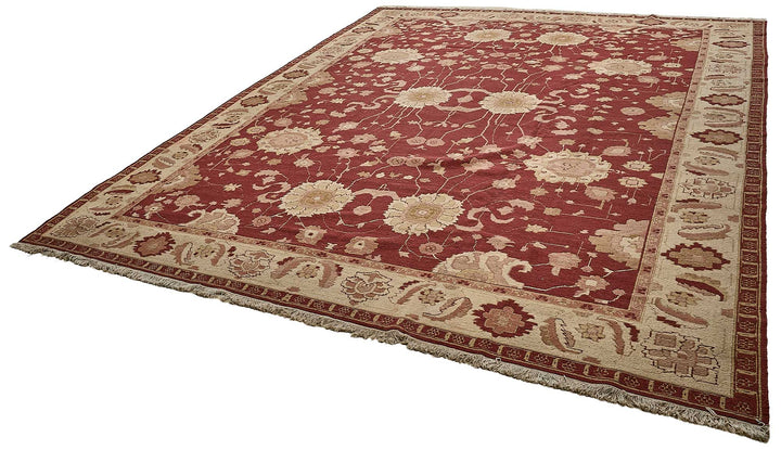 12x17 Red Handmade Floral Oushak Rug - 51654