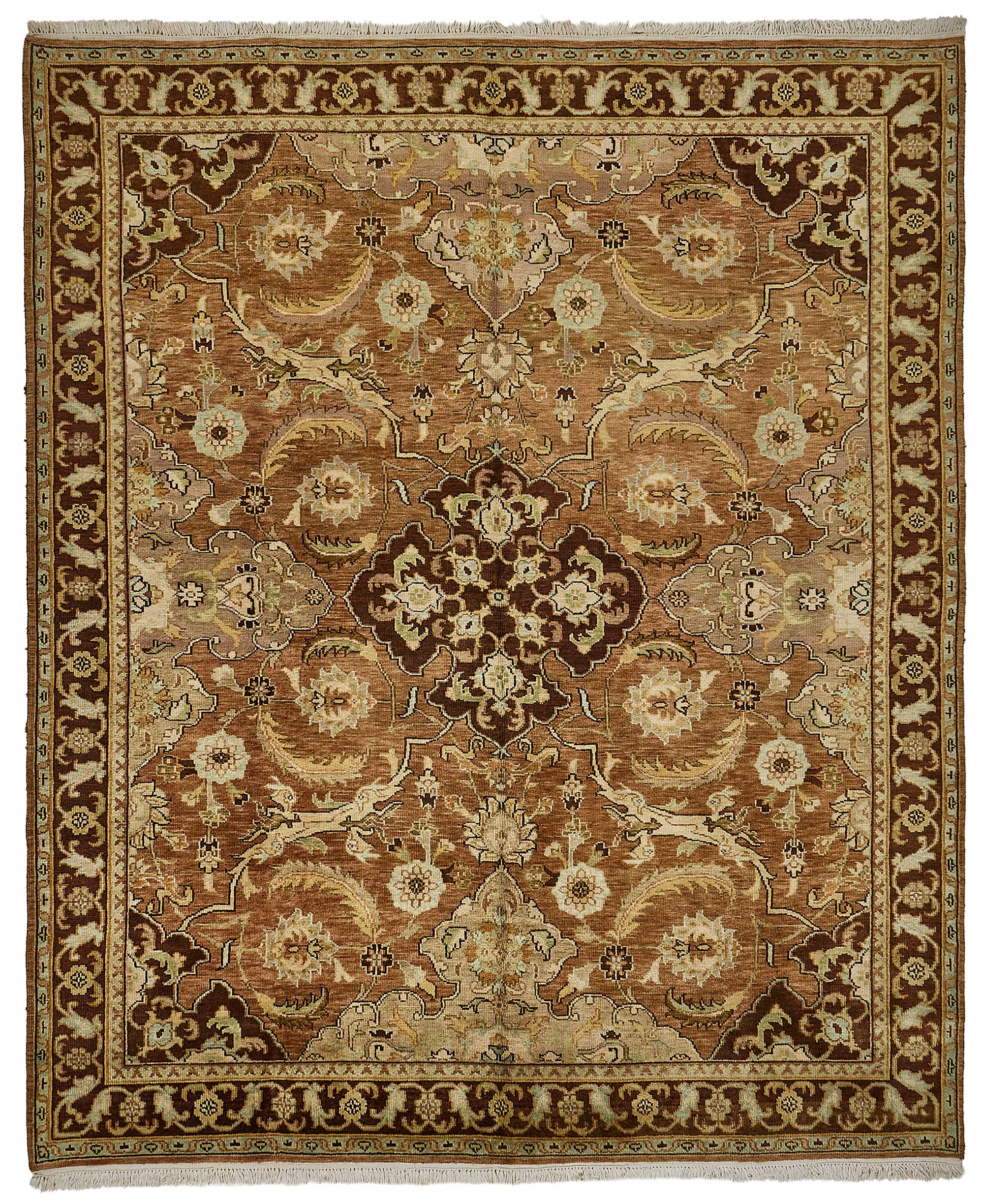 8x10 Brown Turkish Floral Medallion Oushak Rug - 51655