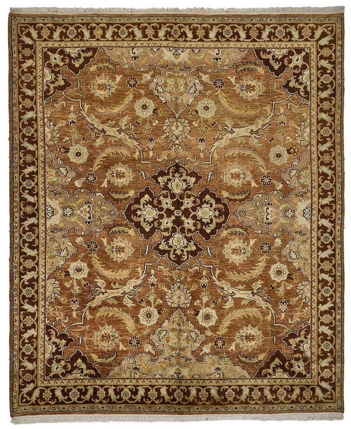 8x10 Brown Turkish Floral Medallion Oushak Rug - 51655