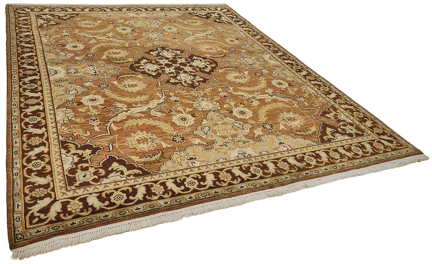 8x10 Brown Turkish Floral Medallion Oushak Rug - 51655