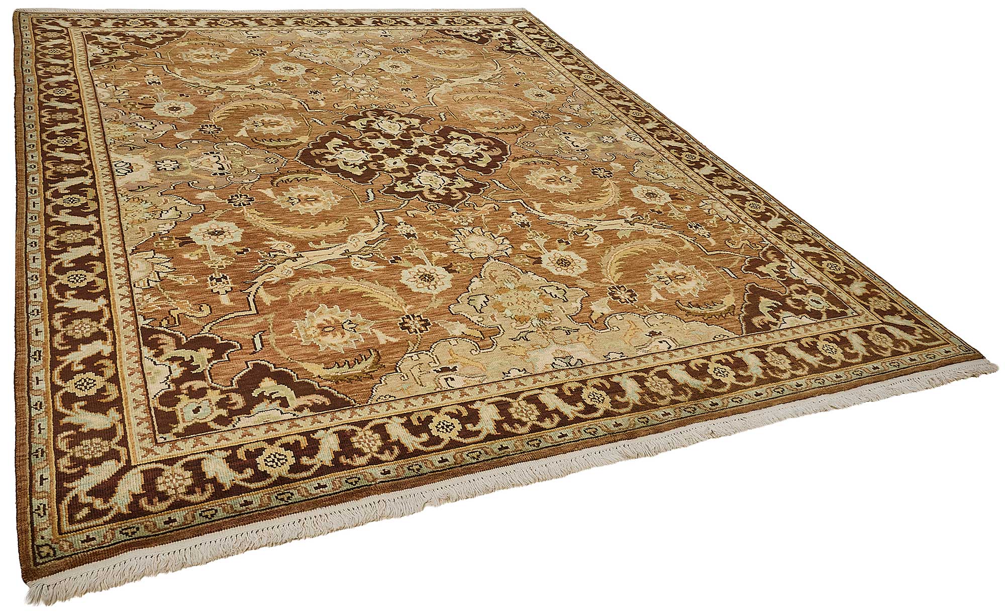 8x10 Brown Turkish Floral Medallion Oushak Rug - 51655