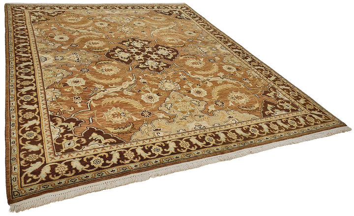 8x10 Brown Turkish Floral Medallion Oushak Rug - 51655