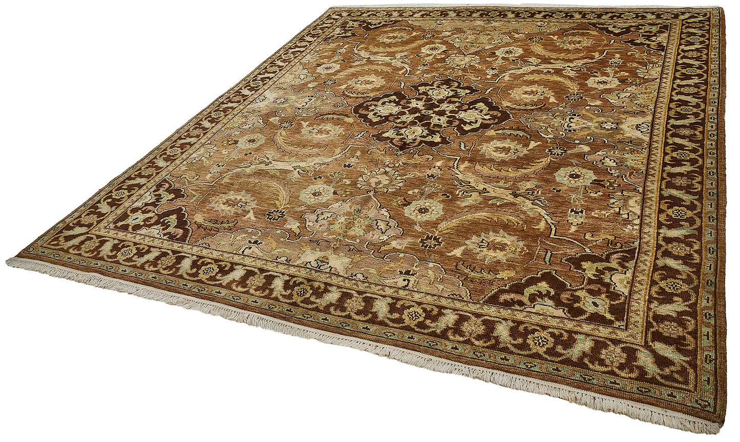 8x10 Brown Turkish Floral Medallion Oushak Rug - 51655