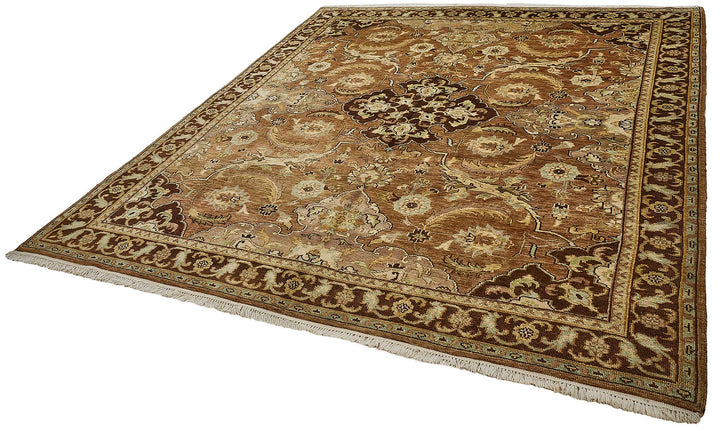 8x10 Brown Turkish Floral Medallion Oushak Rug - 51655
