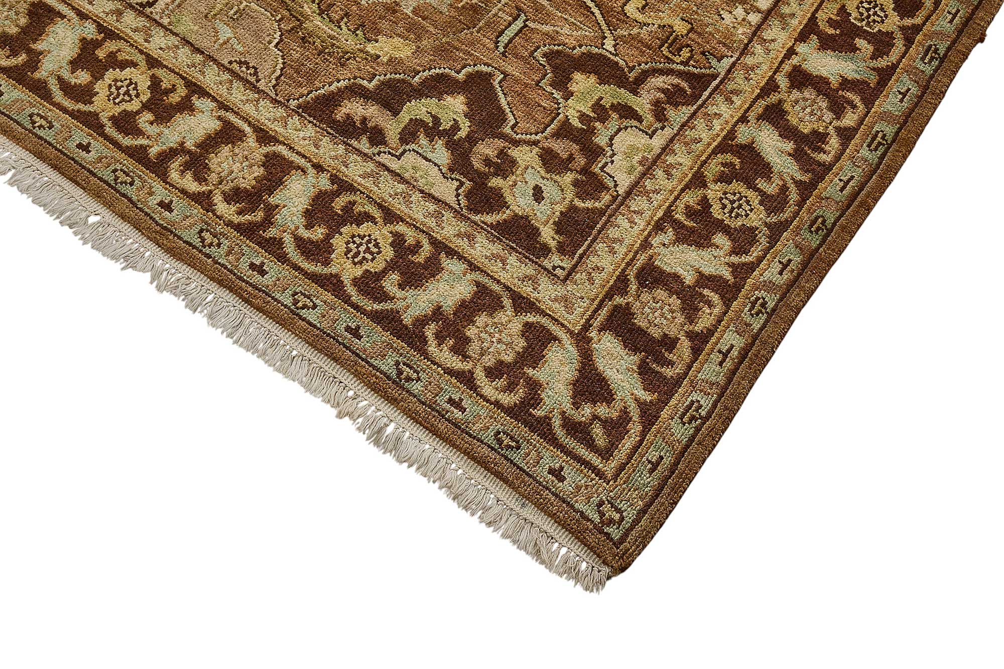8x10 Brown Turkish Floral Medallion Oushak Rug - 51655