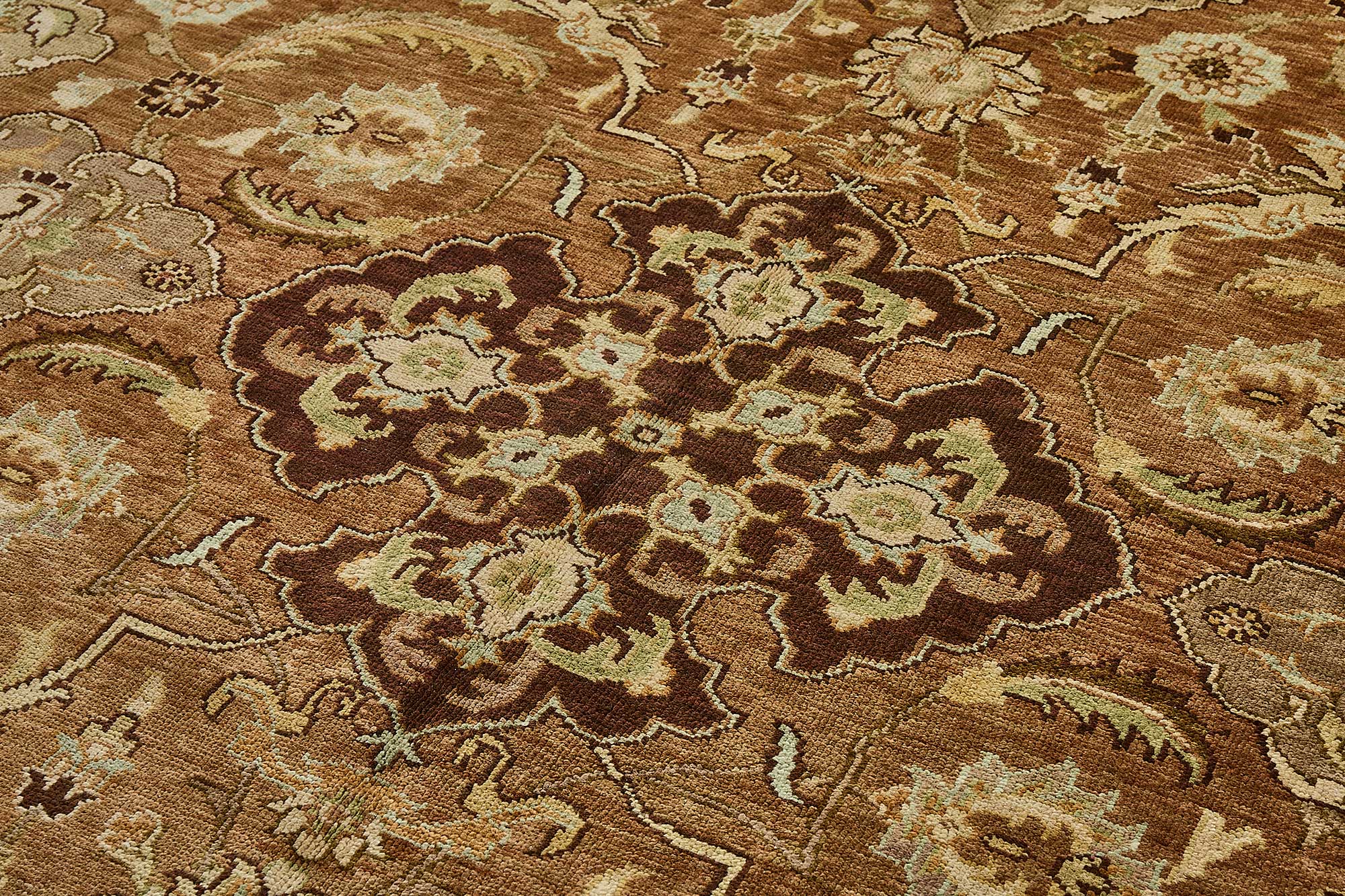 8x10 Brown Turkish Floral Medallion Oushak Rug - 51655