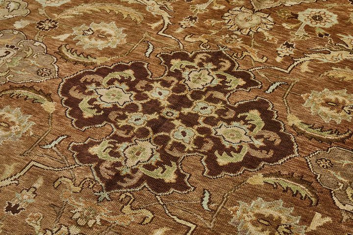8x10 Brown Turkish Floral Medallion Oushak Rug - 51655