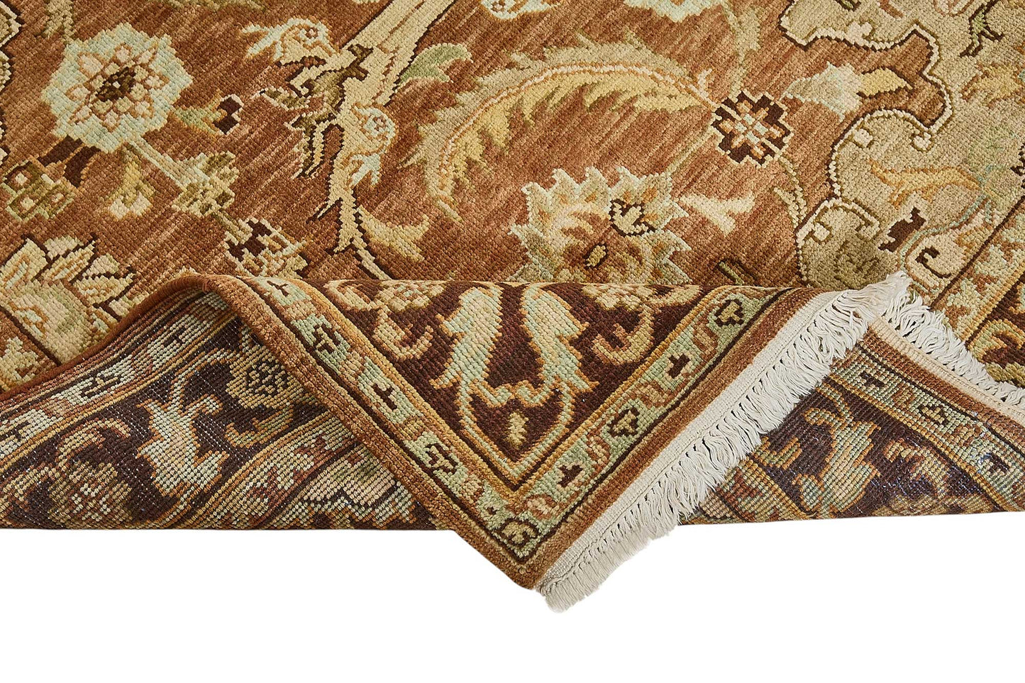 8x10 Brown Turkish Floral Medallion Oushak Rug - 51655