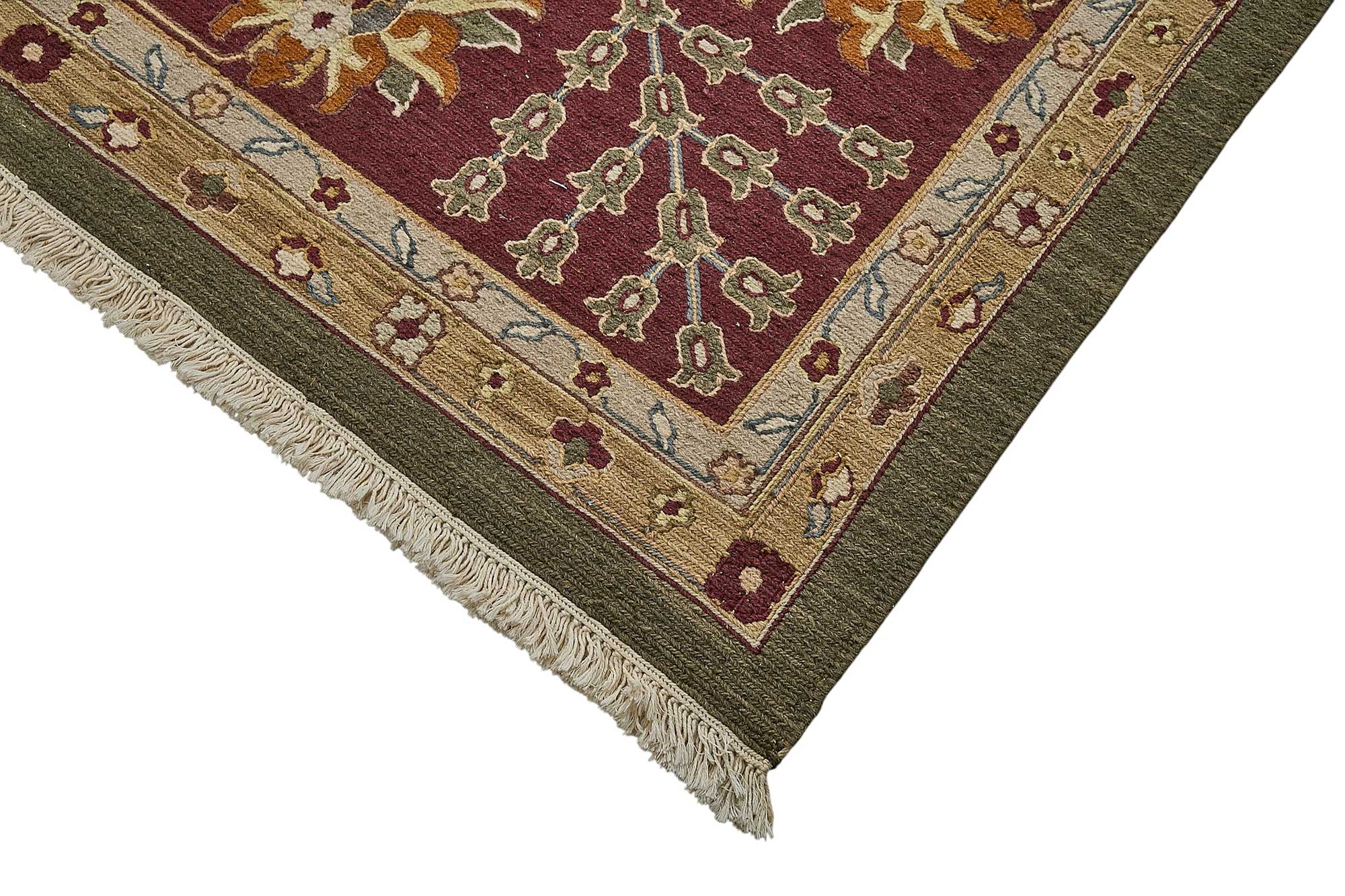 10x13 Green Traditional Floral Oushak Rug - 51657