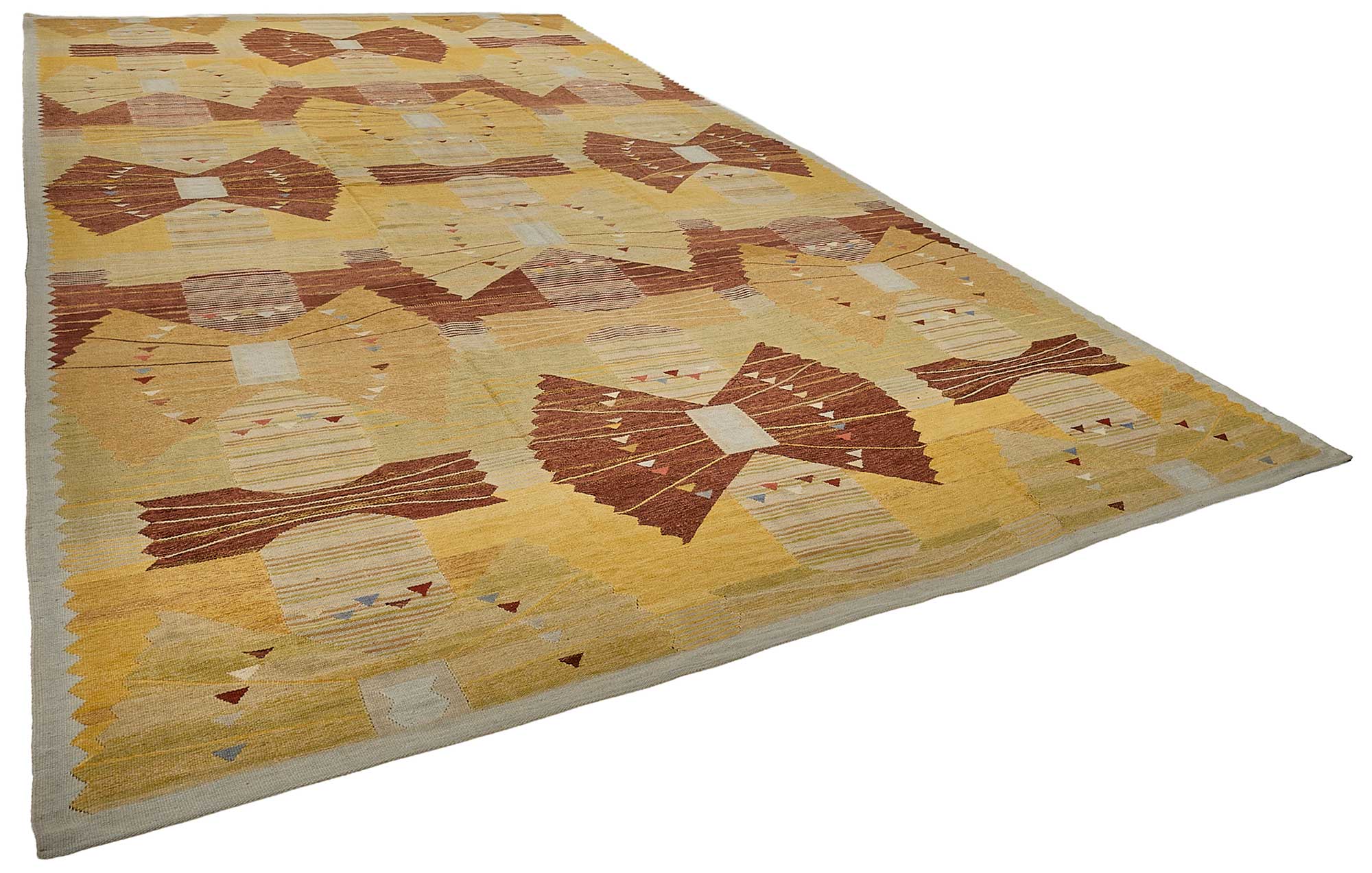 11x19 Yellow Contemporary Kilim Rug - 51759