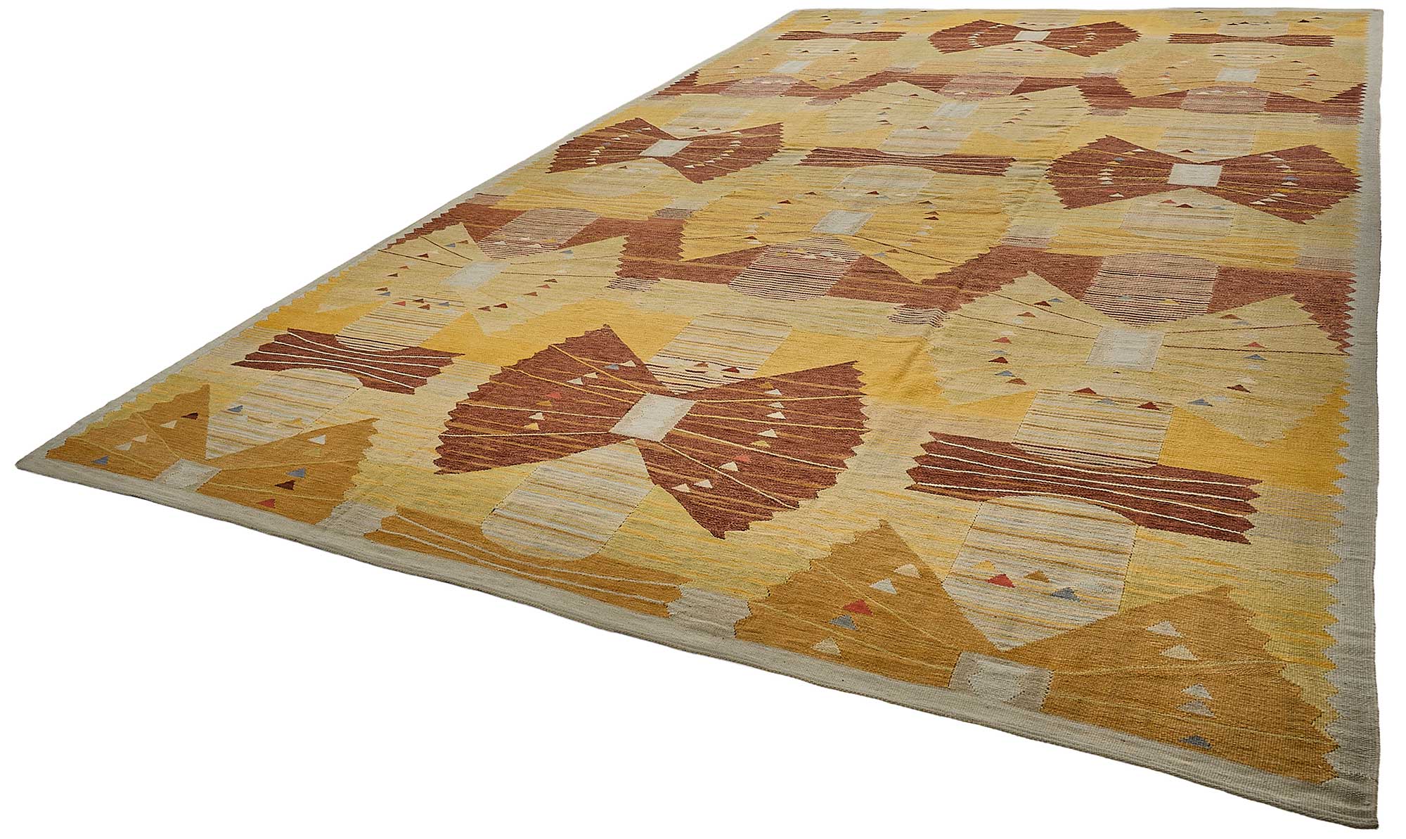 11x19 Yellow Contemporary Kilim Rug - 51759