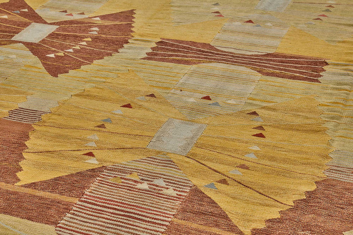 11x19 Yellow Contemporary Kilim Rug - 51759