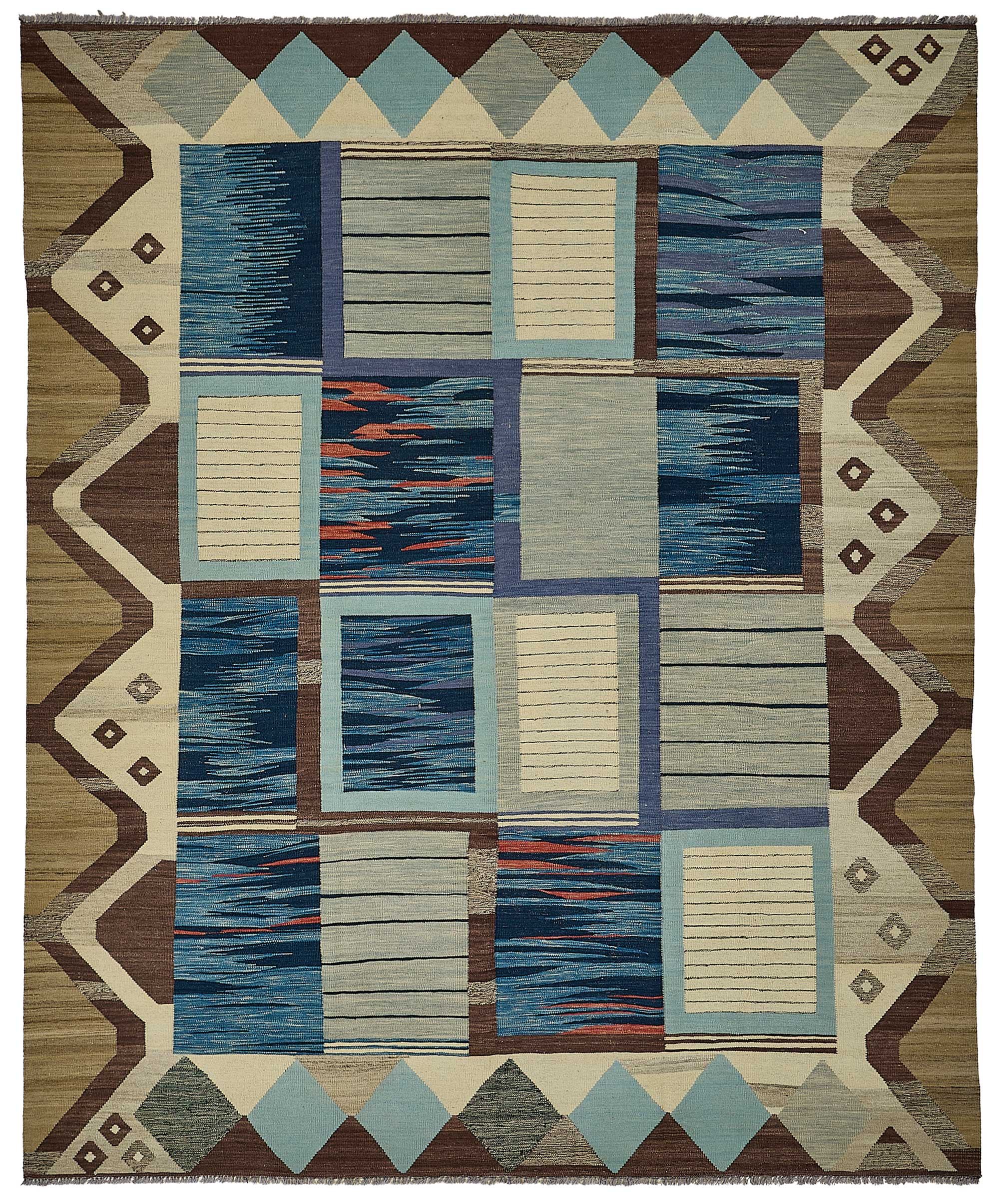 9x11 Contemporary Wool Kilim Rug - 51762