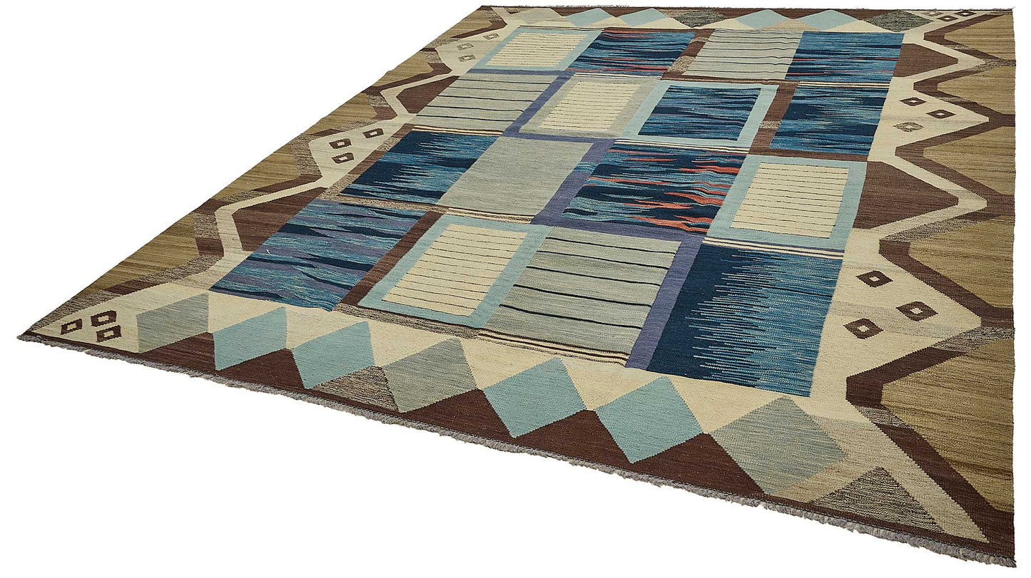 9x11 Contemporary Wool Kilim Rug - 51762