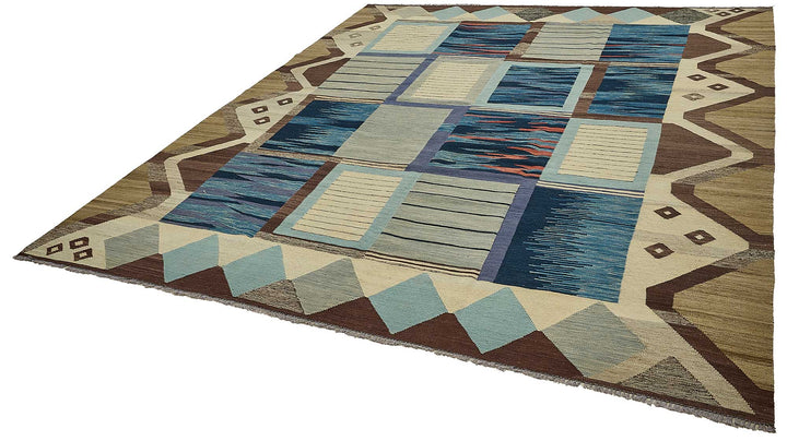 9x11 Contemporary Wool Kilim Rug - 51762