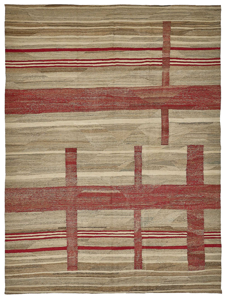 8x11 Contemporary Wool Kilim Rug - 51782
