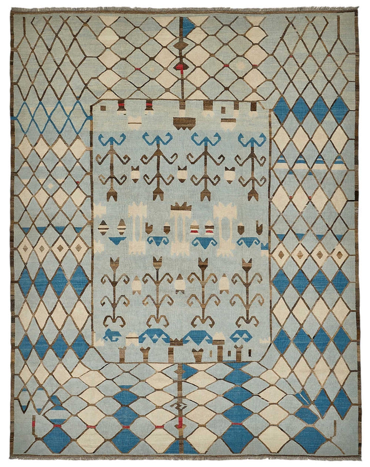9x12 Contemporary Wool Kilim Rug - 51797
