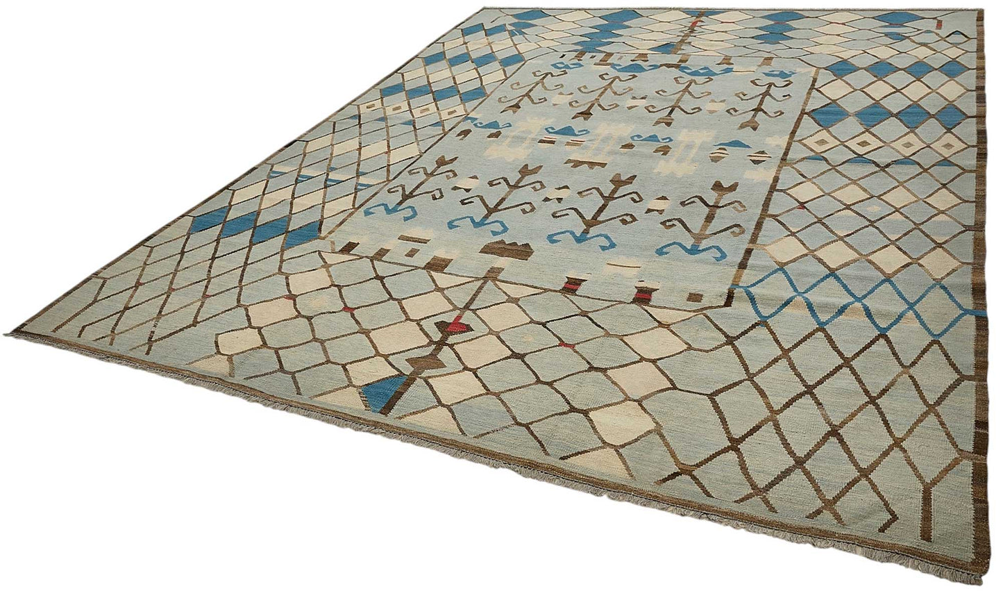 9x12 Contemporary Wool Kilim Rug - 51797