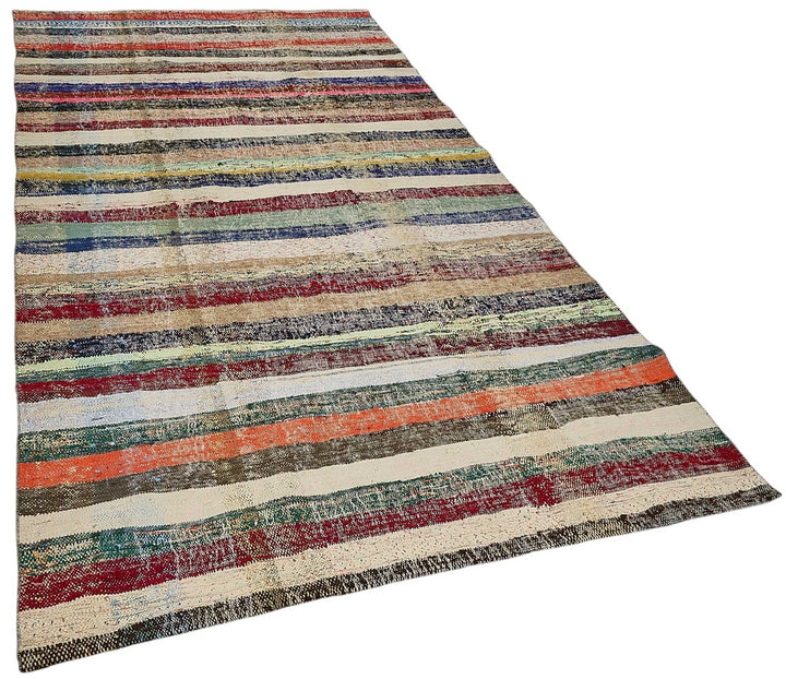 5x10 Handmade Vintage Chaput Kilim Rug - 51812