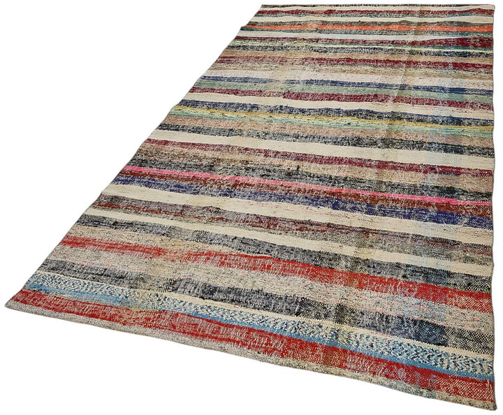 5x10 Handmade Vintage Chaput Kilim Rug - 51812