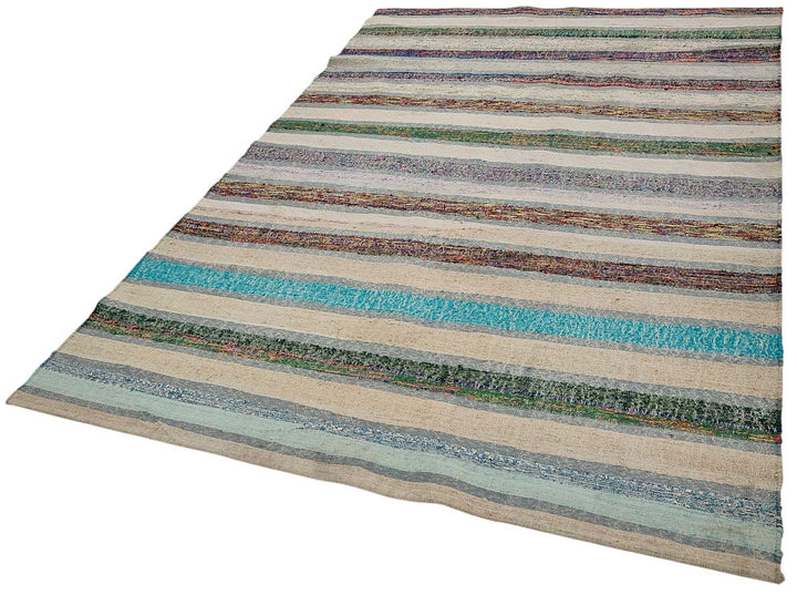 6x9 Handmade Vintage Chaput Kilim Rug - 51813