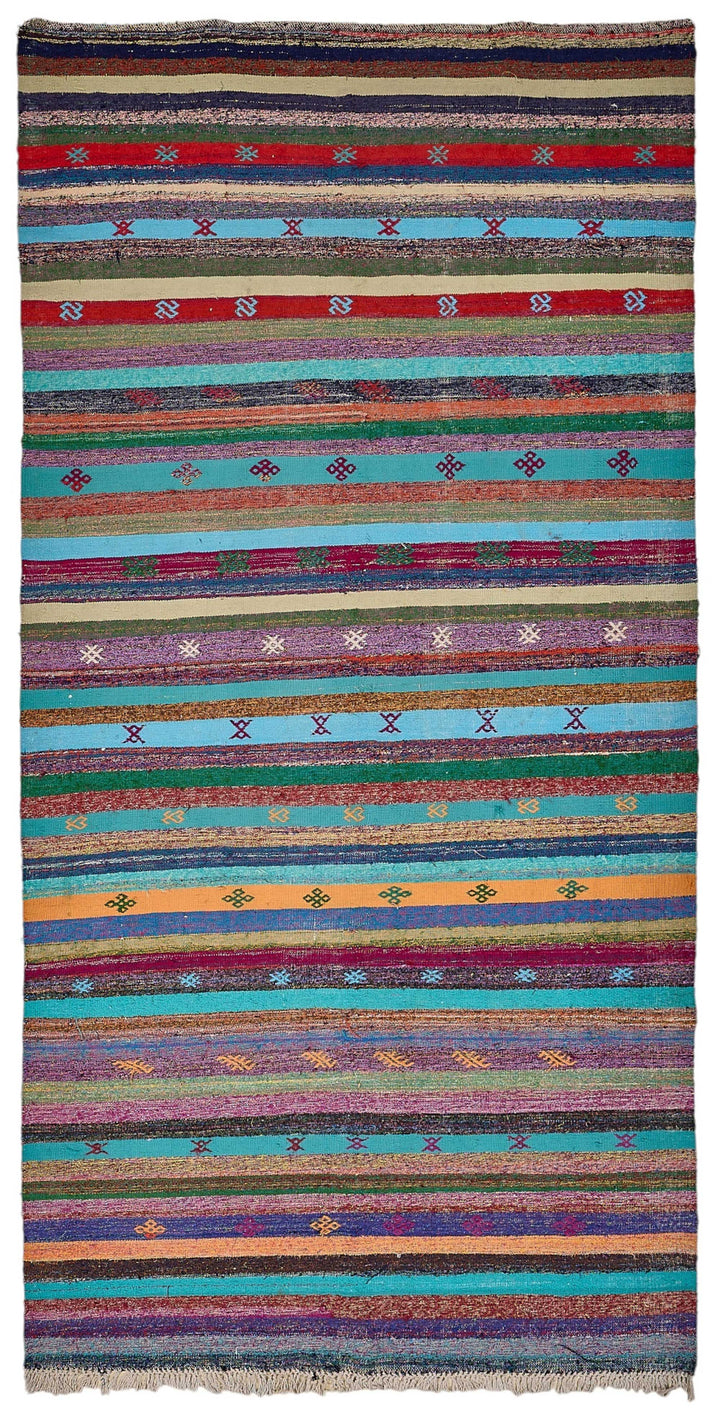 5x11 Handmade Vintage Chaput Kilim Rug - 51818