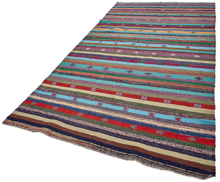 5x11 Handmade Vintage Chaput Kilim Rug - 51818